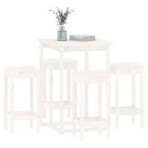 Berkfield 5 Piece Bar Set White Solid Wood Pine