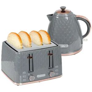 HOMCOM 1.7L Kettle and Toaster Set with Defrost Reheat and Crumb Tray Grey