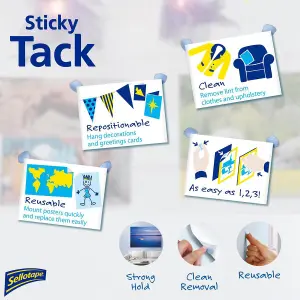 Sellotape Sticky Tack for Home & Office, Reusable Blue Tack Adhesive, 45g, 5pack