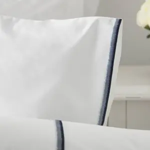 Belledorm Brunswick Duvet Cover Set White/Blue (Double)