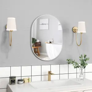 COSTWAY Oval Bathroom Mirror 70 x 50 cm Wall Mounted Make Up Vanity Mirror