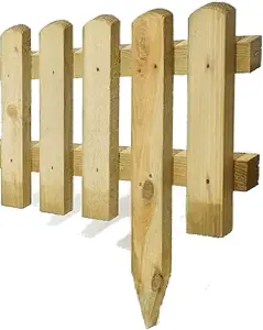 AAMEN Pack of 6 Wooden freestanding Picket Fence Panels - Natural