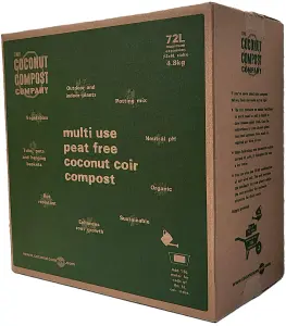 COCONUT COMPOST. Organic Coir Soil. 72L (12x6L) Peat Free + Plastic Free. Indoor + Outdoor Plants. Professional Standard.