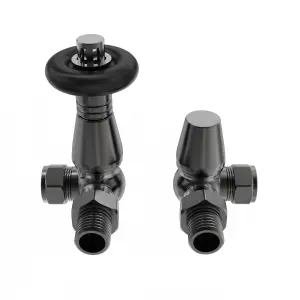 Right Radiators Traditional Antique Design Black Nickel TRV Corner Radiator Valves 1/2"x15mm Pack