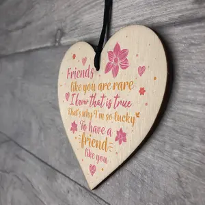 Red Ocean Handmade Friends Like You Friendship Thank You Gift Wooden Hanging Heart Chic Sign Best Friend