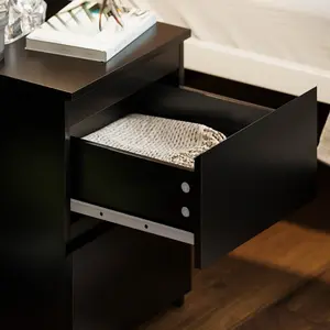 Cunha 2 Drawer Bedside Table Black