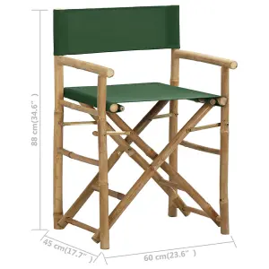 Berkfield Folding Director's Chairs 2 pcs Green Bamboo and Fabric