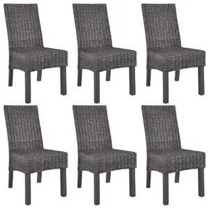 Berkfield Dining Chairs 6 pcs Brown Kubu Rattan and Mango Wood