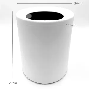 Waste Paper Bin 8L - White Plastic Rubbish Bin Trash Can Garbage Basket Dustbin for Home Kitchen Bathroom Bedroom Office