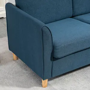 HOMCOM Sofa Double Seat Compact Loveseat Couch Living Room Furniture with Armrest Blue