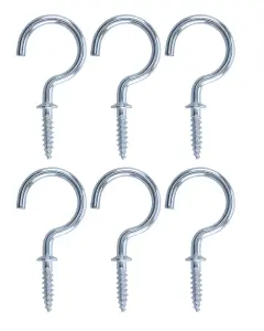 Zinc-plated Extra large Cup hook (L)55mm, Pack of 6