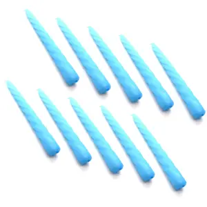 Tapered Dinner Candles, Table Spiral Candles, Pack of 10, Decorative Household Candles, Up to 7 Hours, 23 cm / 9" (Blue)