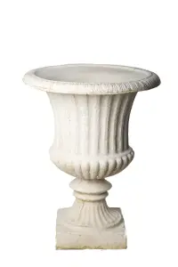 Pair of Extra Large White/cream Ancient Greek  Fluted Vase Planter Urn