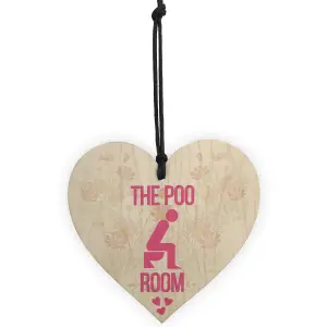 Red Ocean The Poo Room Bathroom Toilet Friendship Home Gift Hanging Plaque Funny Door Sign