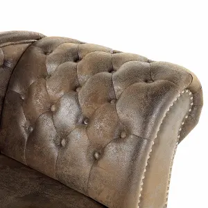 Right Hand Chaise Lounge Faux Suede Brown NIMES