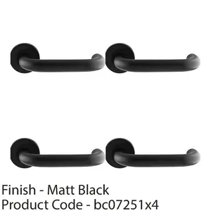 4 PACK - Pair 19mm Round Bar Safety Handle On Round Rose Concealed Fix Matt Black