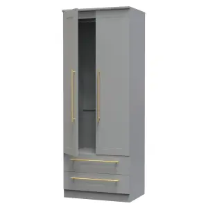 Helmsley 2 Door 2 Drawer Wardrobe in Dusk Grey (Ready Assembled)