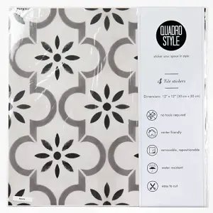 Quadrostyle Marta Wall and Floor Tile Vinyl Stickers 30cm(L) 30cm(W) pack of 4