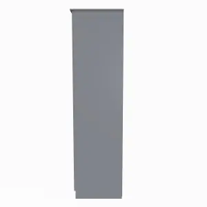 Chester Triple Mirror Wardrobe with 2 Drawers in Uniform Grey Gloss & Dusk Grey (Ready Assembled)