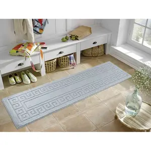 Millfield Greek Key Door Mat Silver / 80cm W x 300cm L