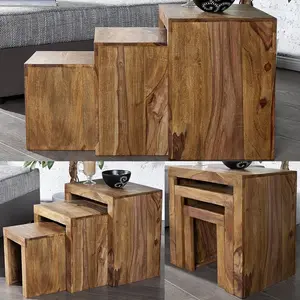 Theirry Solid Wood Sled Nest Of Tables