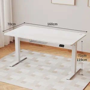 Hieronymus Electric Height Adjustable T-Shape Standing Desk White / White / 122 x 160 x 60 cm