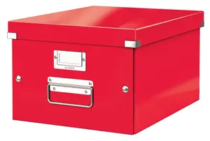 Leitz Wow Click & Store Red Storage Box with Metal Handles Medium