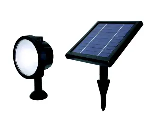 GoodHome poplar Black Solar-powered 140lm Integrated LED Outdoor Spotlight