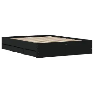 Berkfield Bed Frame with Drawers without Mattress Black 150x200 cm King Size