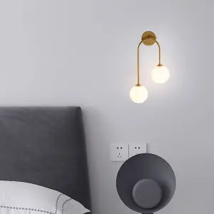 Bedside Wall Lamp Nordic Milkly Glass Wall Lights Indoor Lighting Gold