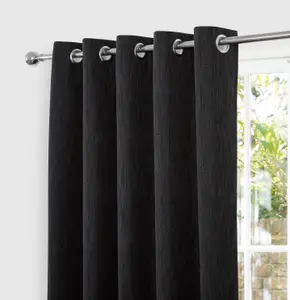 Home Curtains Rossi Blackout Lined 90w x 90d" (229x229cm) Charcoal Eyelet Curtains (PAIR)