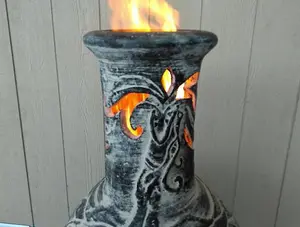 Gardeco Wyre Dragon Celtic Mexican Clay Chimenea Fire Pit Garden Heater Grey