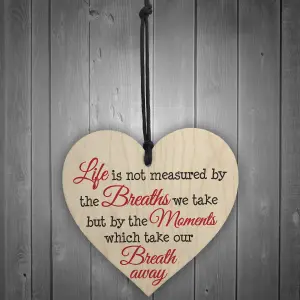 Red Ocean Life Best Moments Wooden Hanging Heart Plaque Gift Sign