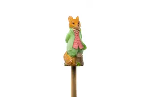 Beatrix Potter Set of 5 Coloured Cane or Stake Toppers Peter Rabbit, Jeremy Fisher, Benjamin Bunny, Mr Tod, Squirrel Nutkin