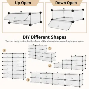 Costway 24 Pairs Portable Shoe Shelves 12-Cube Shoe Storage Cabinet with Removable Shelf
