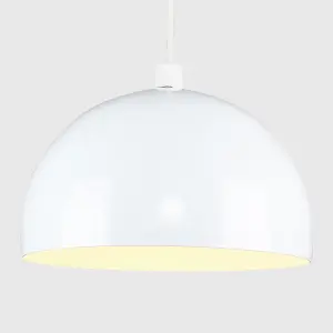 ValueLights Modern Gloss White Metal Dome Ceiling Pendant Light Shade