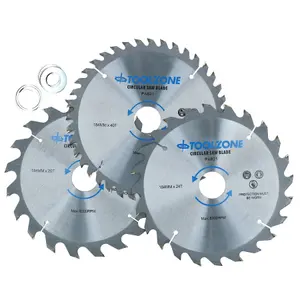 3pc 184mm TCT circular saw blades 20 / 24 and 40 teeth 30mm Bore Reducers