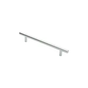 2x Round T Bar Cabinet Pull Handle 220 x 12mm 160mm Fixing Centres Chrome