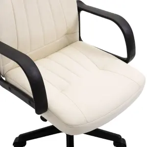 HOMCOM PU Leather Office Chair Swivel Mid-Back Computer Desk Chair, Cream