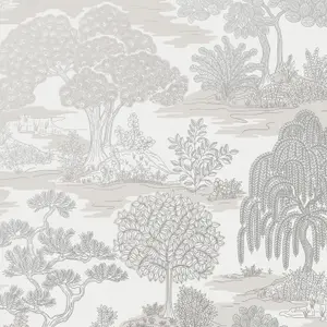 Fine Decor Zen Toile Silver Wallpaper