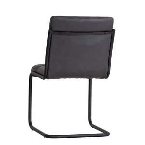 Hommoo Industrial Style Pu Leather Padded Seat Dining Chair Dark Grey (Set Of - 2)