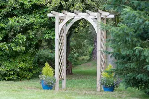 Zest Horizon Wooden Garden Arch Pergola Plant Support Trellis FSC Wood