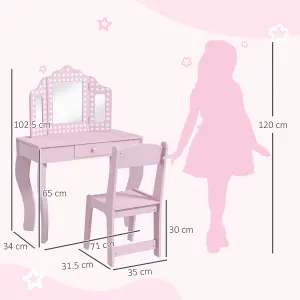 AIYAPLAY Kids Dressing Table Set Make up w/ Stool, Drawer, for Playroom