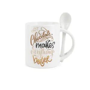 Purely Home Hot Chocolate Mug & Spoon Set - Ceramic Gift/Present