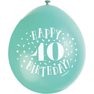 Unique Party Latex 40th Birthday Balloons (Pack of 10) Multicoloured (One Size)