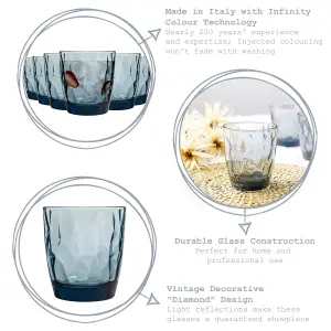 Bormioli Rocco - Diamond Water Glasses - 300ml - Blue  - Pack of 6