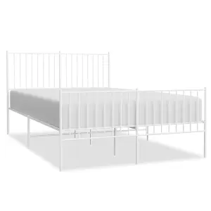 Berkfield Metal Bed Frame with Headboard and Footboard White 140x190 cm