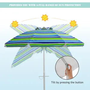 Costway 2M Patio Beach Umbrella Portable Sunshade Umbrella UPF 50+ with Sand Anchor