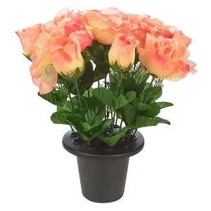 URBNLIVING 30cm Height Rose Rosebud Orange Assorted Style Mini Flowerpots in Black Planter