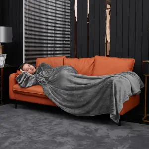 Grey Wearable Super Soft Lounge Blanket